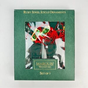 Marquis by Waterford Ruby Jewel Icicle Ornaments